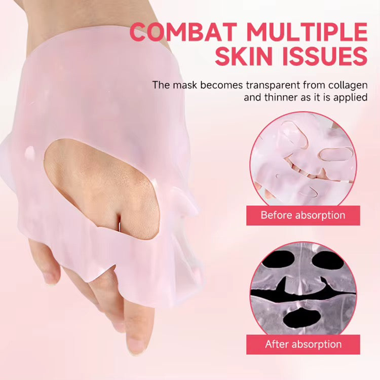 GD PDRN Pink Collagen Gel Mask 4 Sheets Salmon DNA Color Changing Pink Glow Collagen