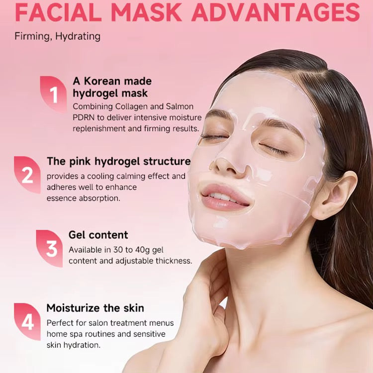 GD PDRN Pink Collagen Gel Mask 4 Sheets Salmon DNA Color Changing Pink Glow Collagen
