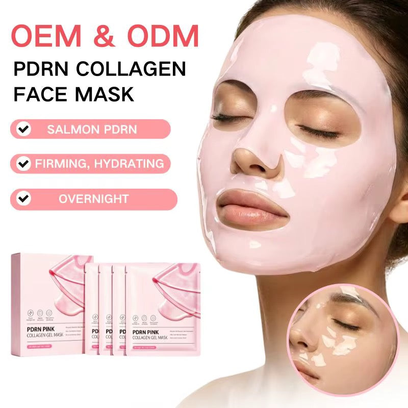 GD PDRN Pink Collagen Gel Mask 4 Sheets Salmon DNA Color Changing Pink Glow Collagen