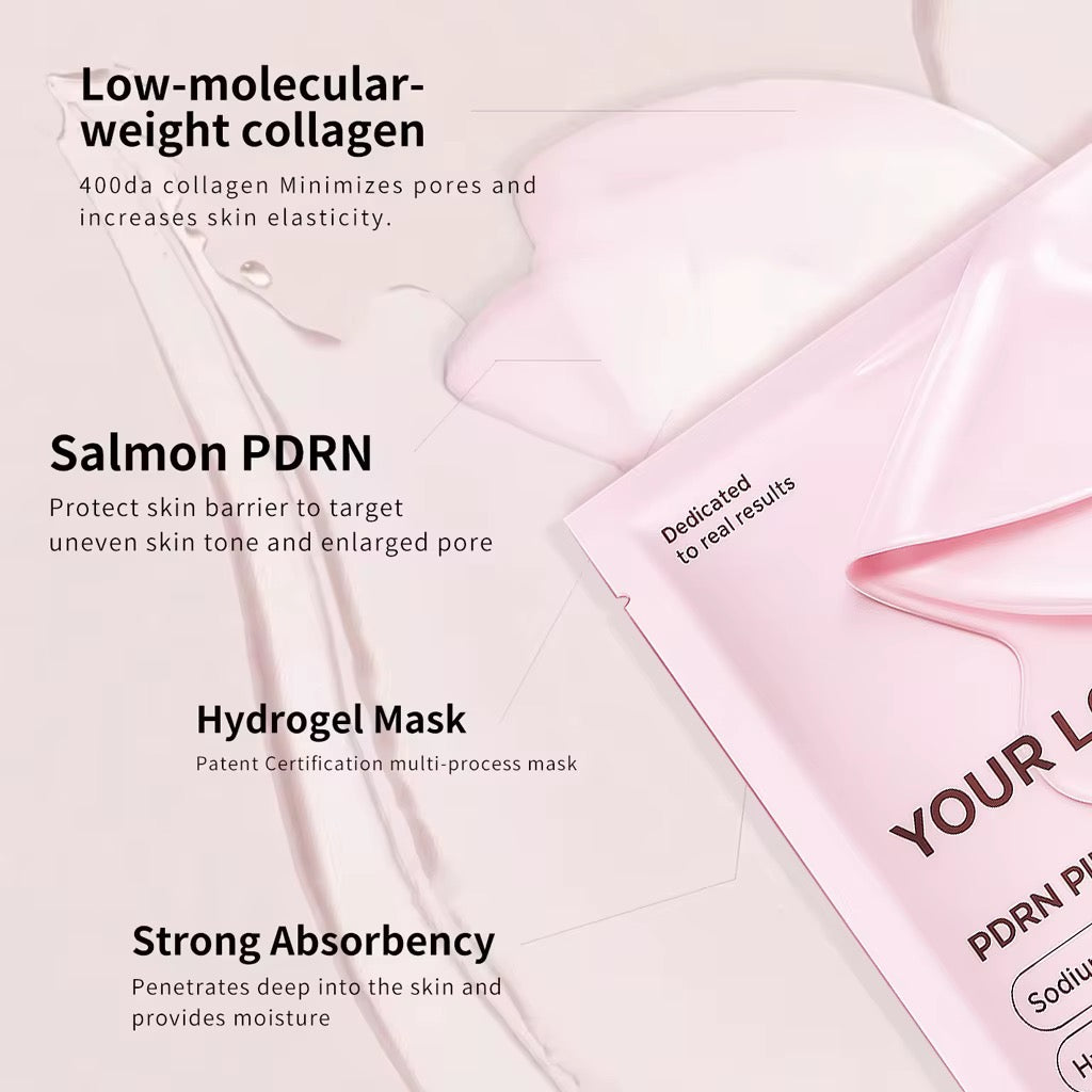 GD PDRN Pink Collagen Gel Mask 4 Sheets Salmon DNA Color Changing Pink Glow Collagen