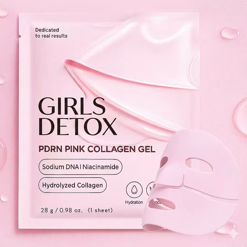 GD PDRN Pink Collagen Gel Mask 4 Sheets Salmon DNA Color Changing Pink Glow Collagen