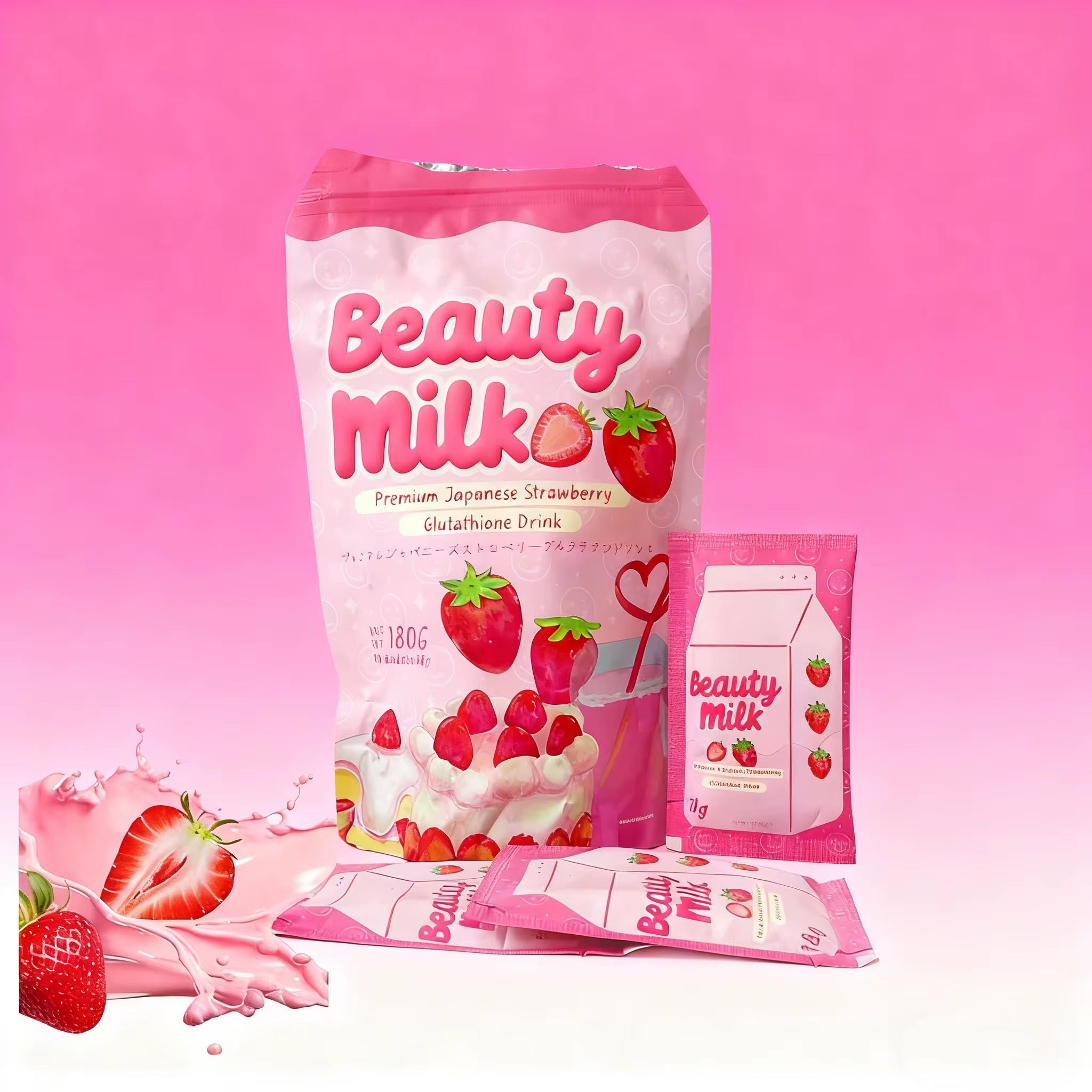 Girls Detox Beauty Powder Milk Face Strawberry Glutathione Powder