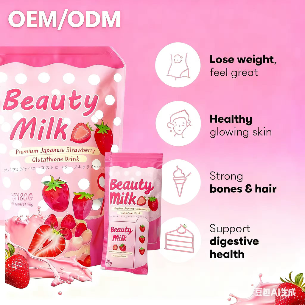 Girls Detox Beauty Powder Milk Face Strawberry Glutathione Powder