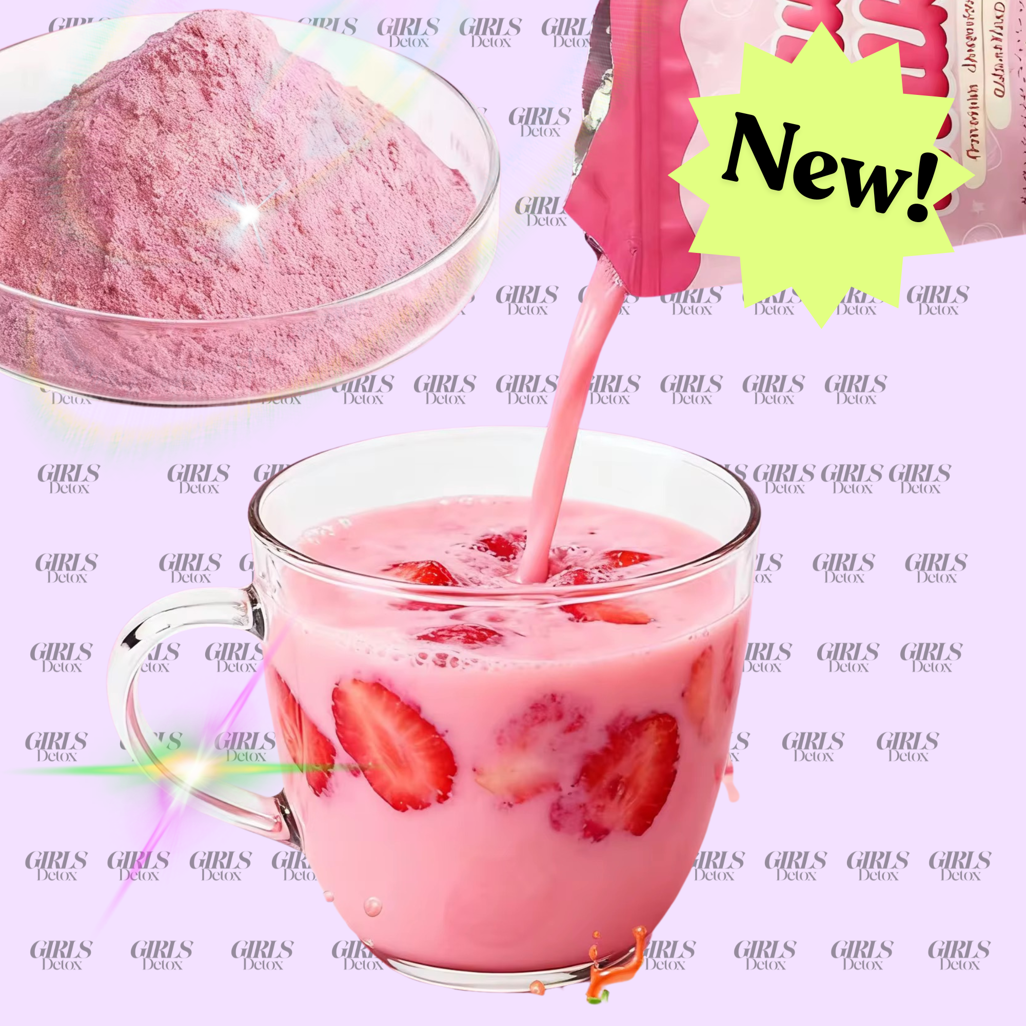 Girls Detox Beauty Powder Milk Face Strawberry Glutathione Powder