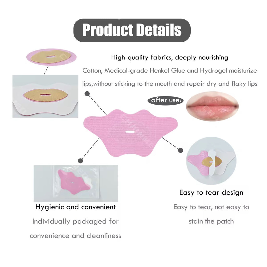 2 pcs GirlsDetox Bio Active Infused Vitamin E Collagen Hydrogel Pink Mouth Tape