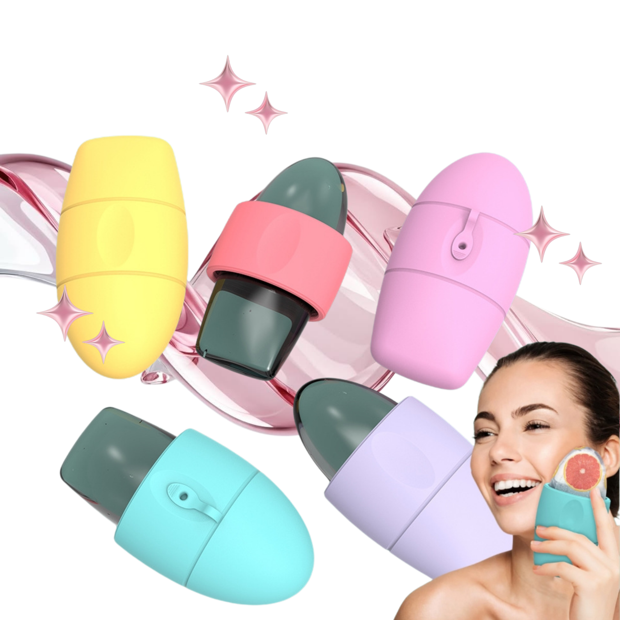 Silicone Ice Face Roller Contour Shrink Pores Remove Dark Circles Massage Skin Beauty Facial Roller For Eyes Neck Skin Care Tool