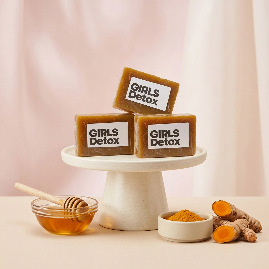 Girls Detox soaps with realistic honey and turmeric styling