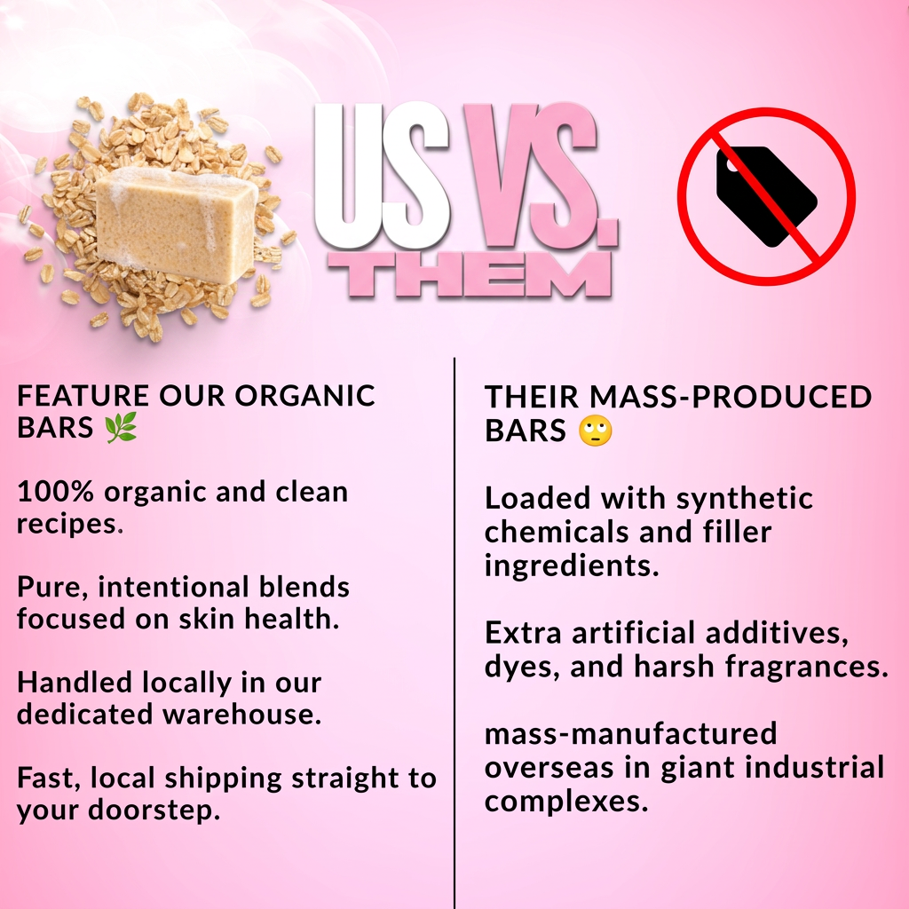 Polished oatmeal soap comparison graphic