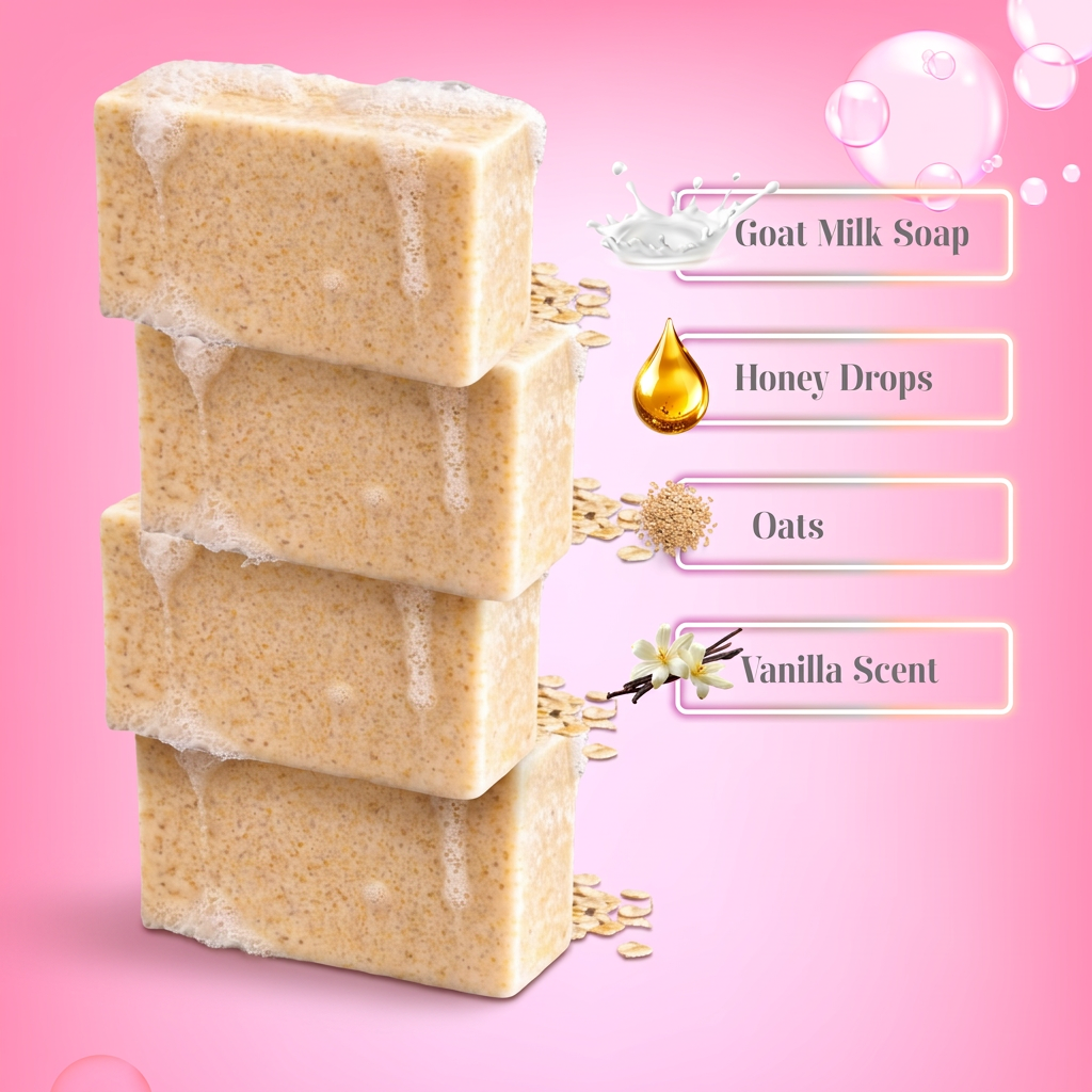 Polished oatmeal soap ingredient highlights