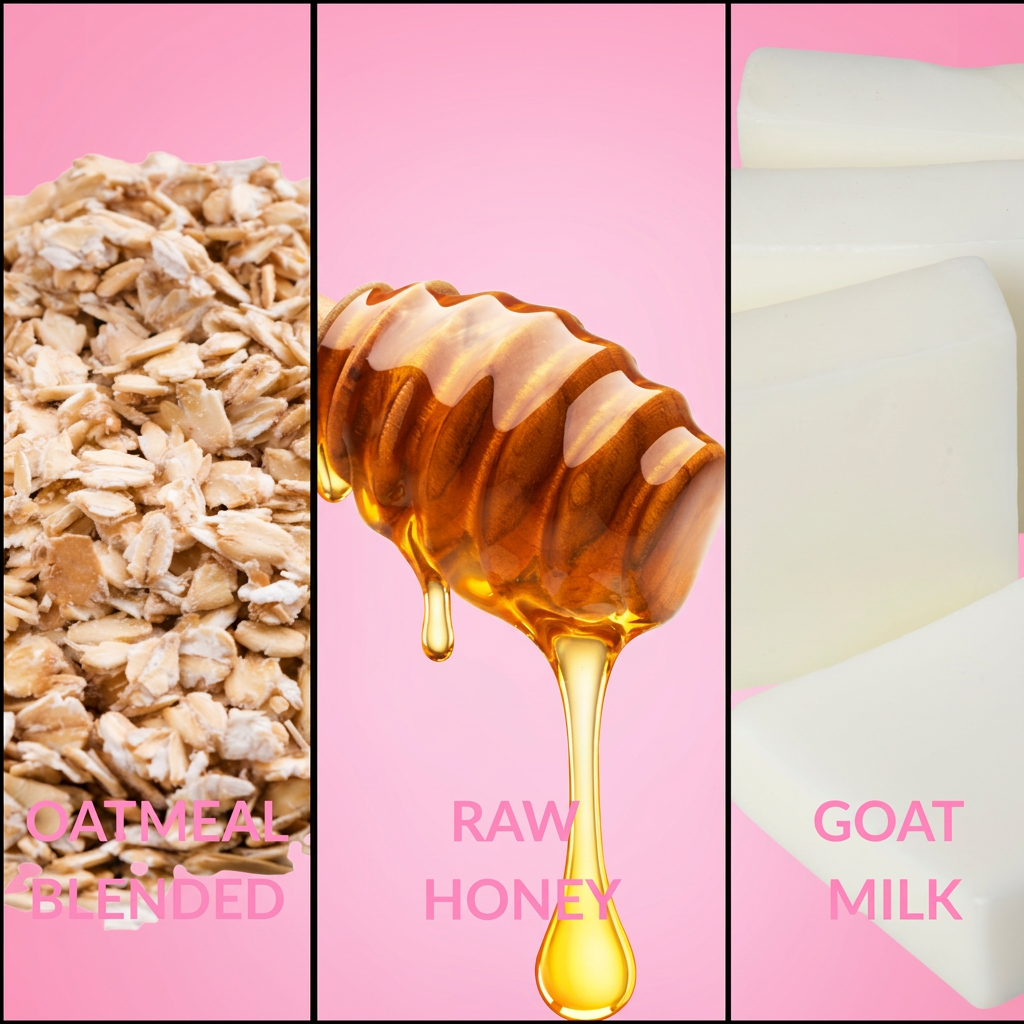 Polished three-panel ingredient graphic