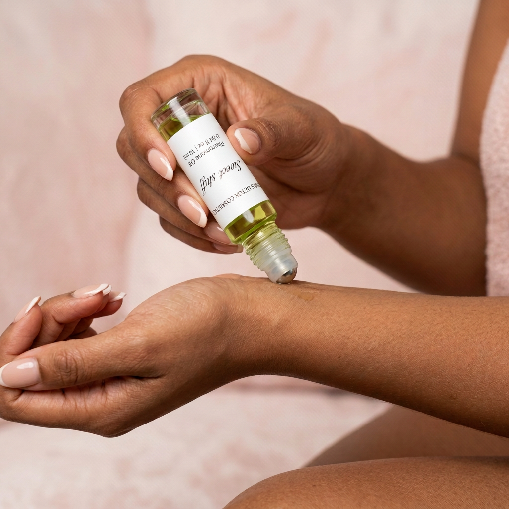 Wrist application with corrected bottle label